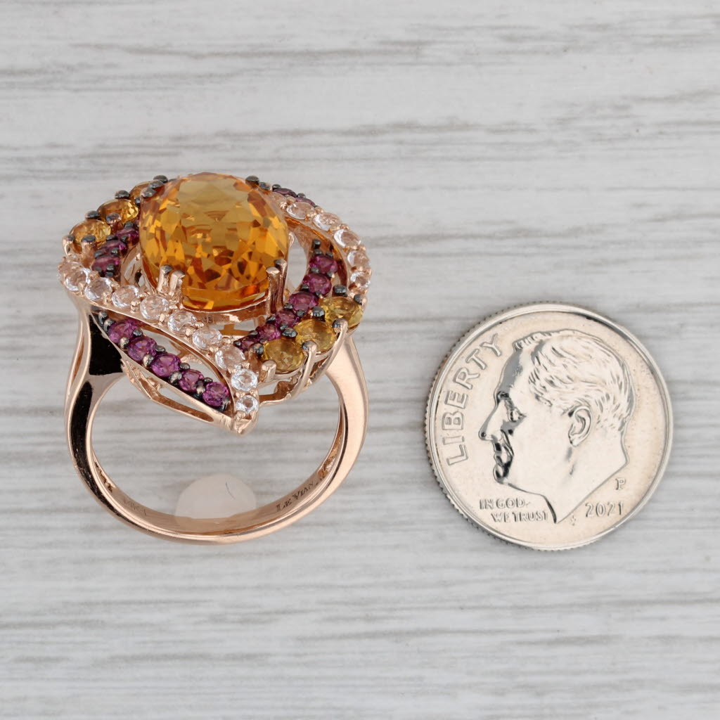 Gray Le Vian Crazy 9.32ctw Gemstone Cocktail Ring 14k Rose Gold Citrine Garnet Topaz