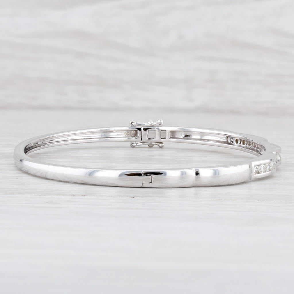 Light Gray New 0.84ctw Diamond Bangle Bracelet 14k White Gold 7" Stackable