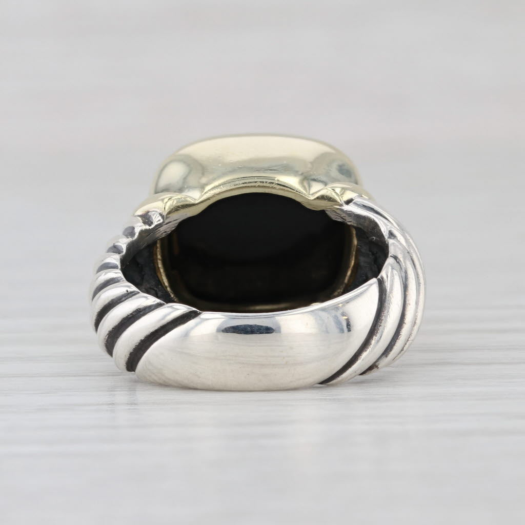 David Yurman Cable Noblesse Onyx Cabochon Ring Sterling Silver 14k Gold Size 7