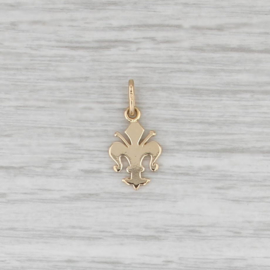 Fleur De Lis Charm 18k Yellow Gold French Small Drop Pendant