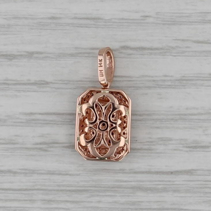 0.58ctw Pink Sapphire Diamond Halo Pendant 14k Rose Gold