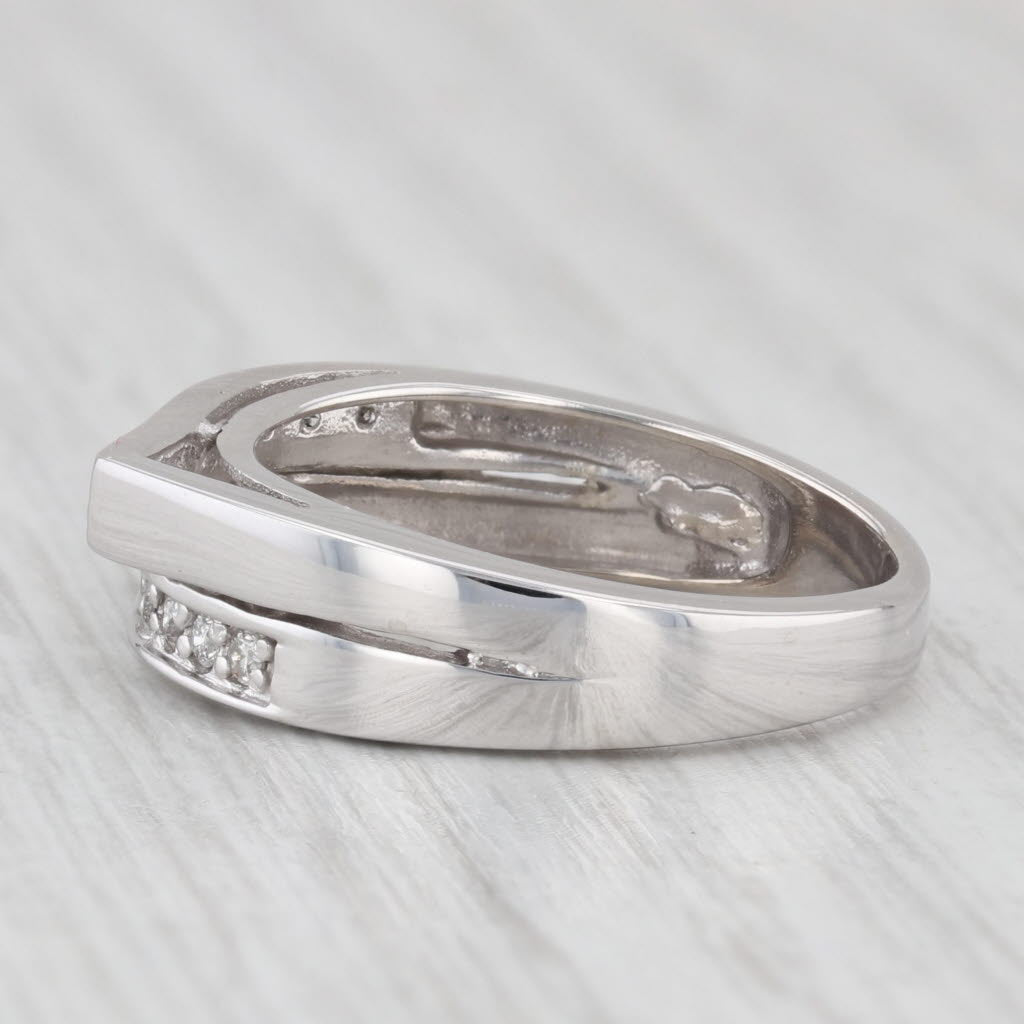 Light Gray Double Diamond Ring 14k White Gold Size 6.25 Stackable Band