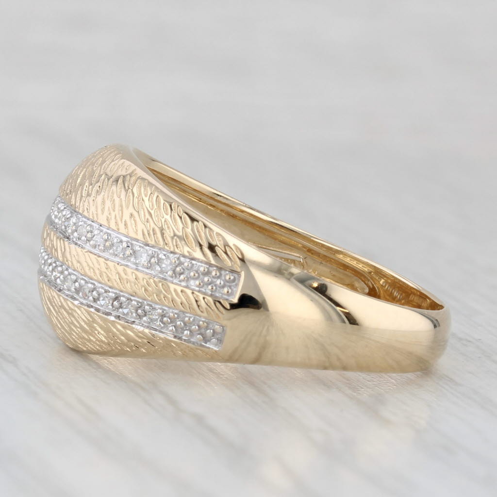Diamond Etched Dome Ring 14k Yellow Gold Size 10