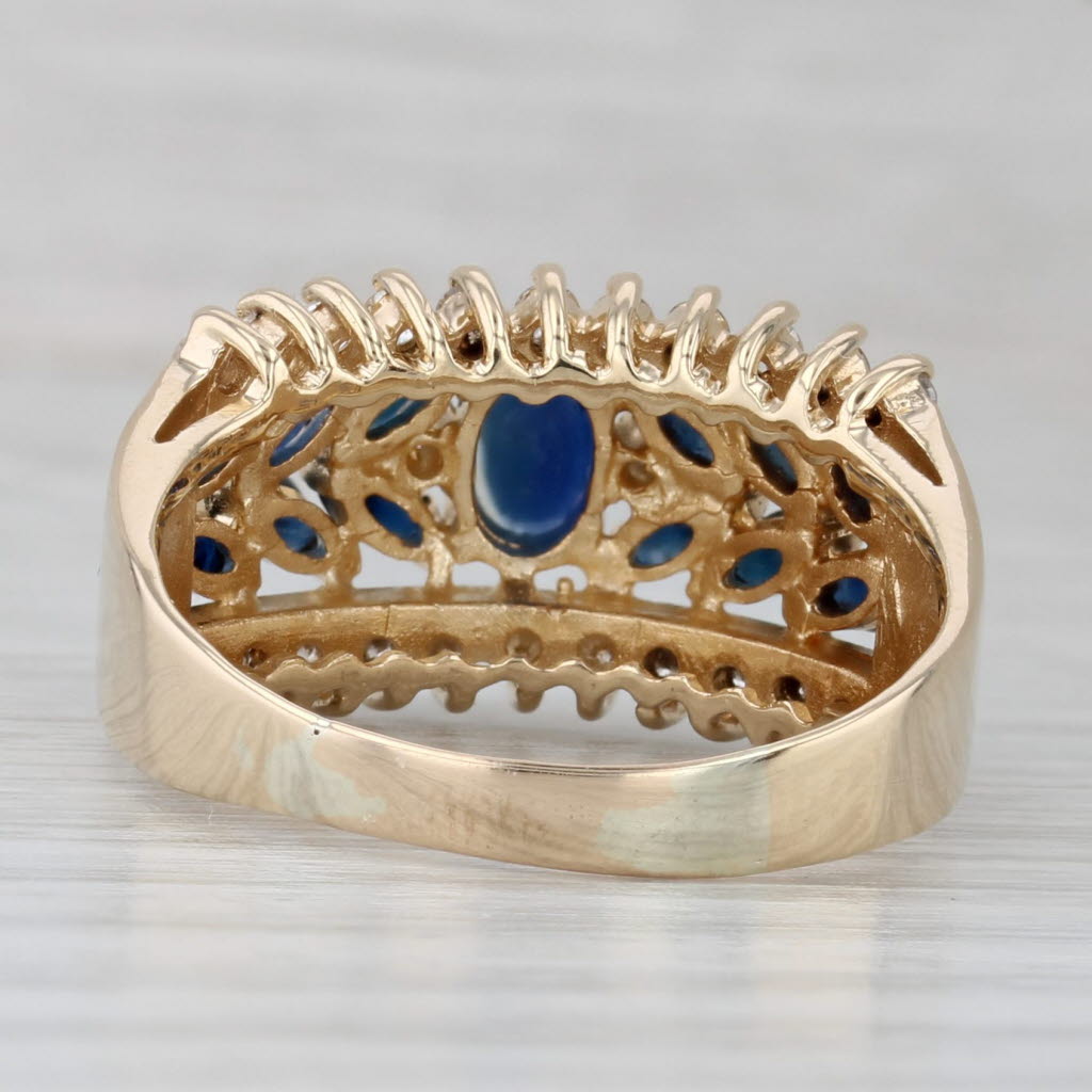 Gray 3.77ctw Blue Sapphire Diamond Ring 14k Yellow Gold Size 9.75 Cocktail