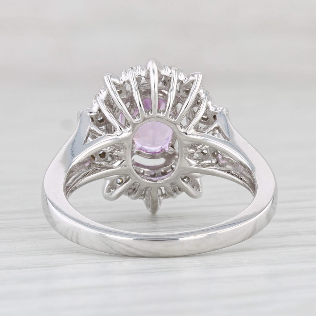 Light Gray New 1.77ctw Pink Sapphire Diamond Halo Ring 14k White Gold Size 7