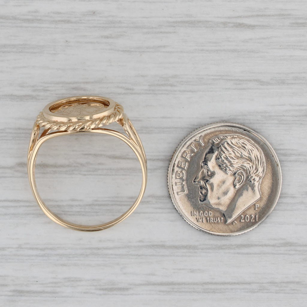 Gray Chinese Panda Coin Copy Ring 10k Yellow Gold Size 6.25