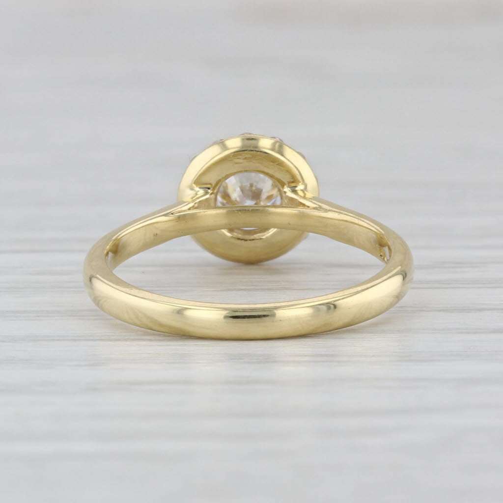 IGI 0.87ctw Lab Grown Round Diamond Halo Ring 18k Yellow Gold Size 5.5