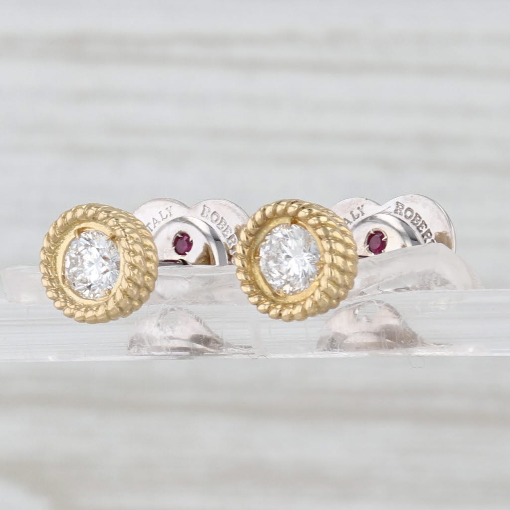Roberto Coin Cento 0.56ctw VS2 Diamond Stud Earrings 18k Yellow White Gold Studs