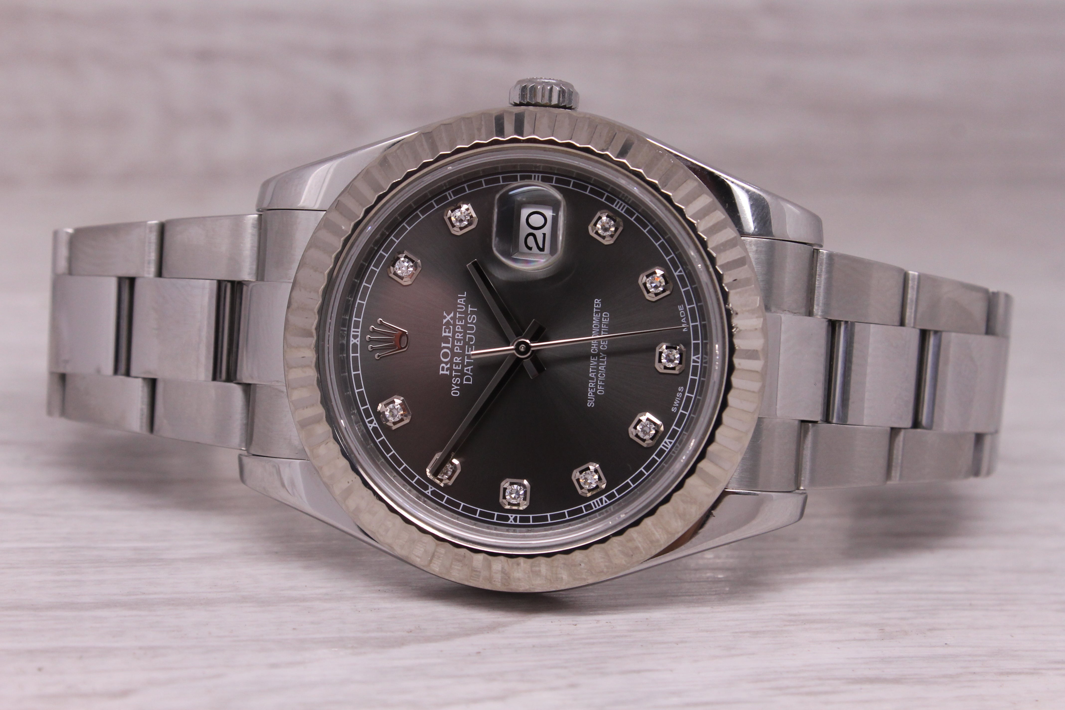 2014 Rolex Datejust 41 116334 Mens Watch w Box Card Rhodium 10 Diamond Oyster