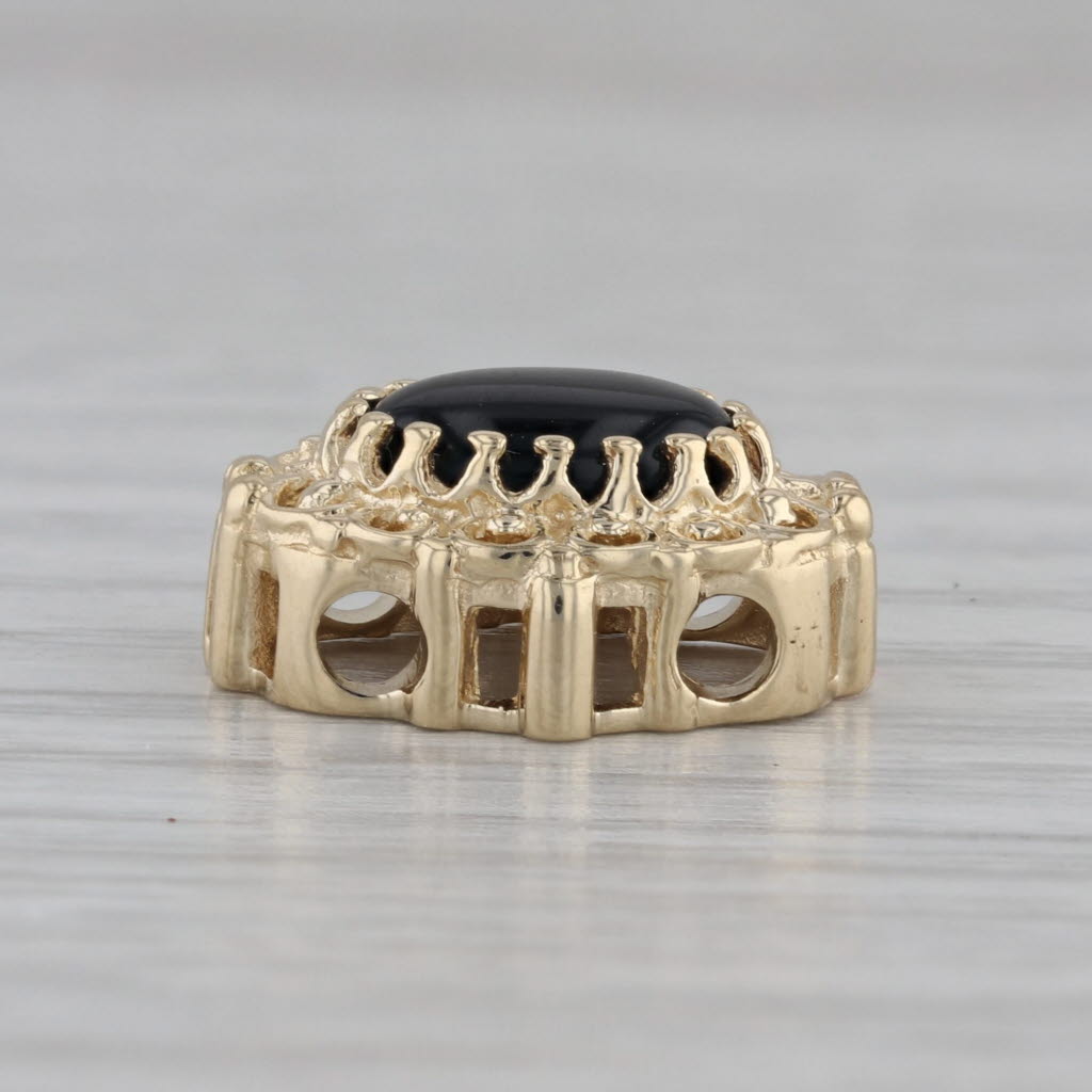 Gray Vintage Onyx Slide Bracelet Charm 14k Yellow Gold OMG