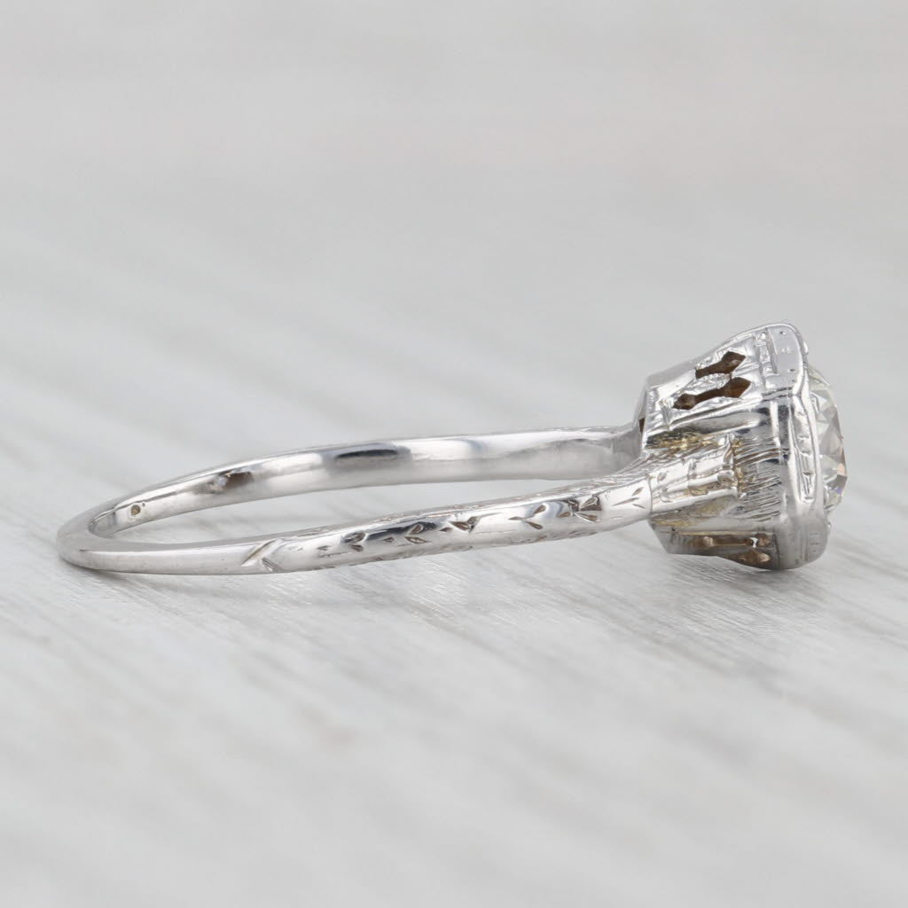Light Gray Art Deco 0.56ct Old European Solitaire Engagement Ring 14k White Gold Size 7