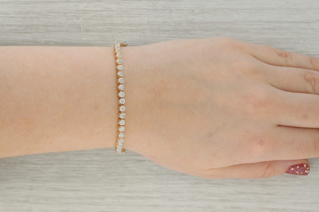 Tan 1ctw Diamond Tennis Bracelet 14k Yellow Gold 7" 3.8 mm