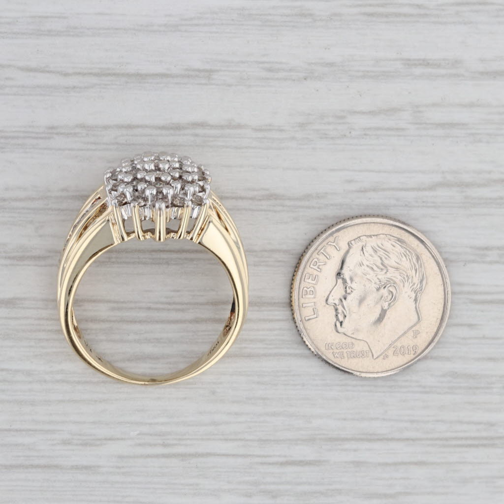 Gray 0.74ctw Diamond Cluster Ring 10k Yellow Gold Size 7 Cocktail