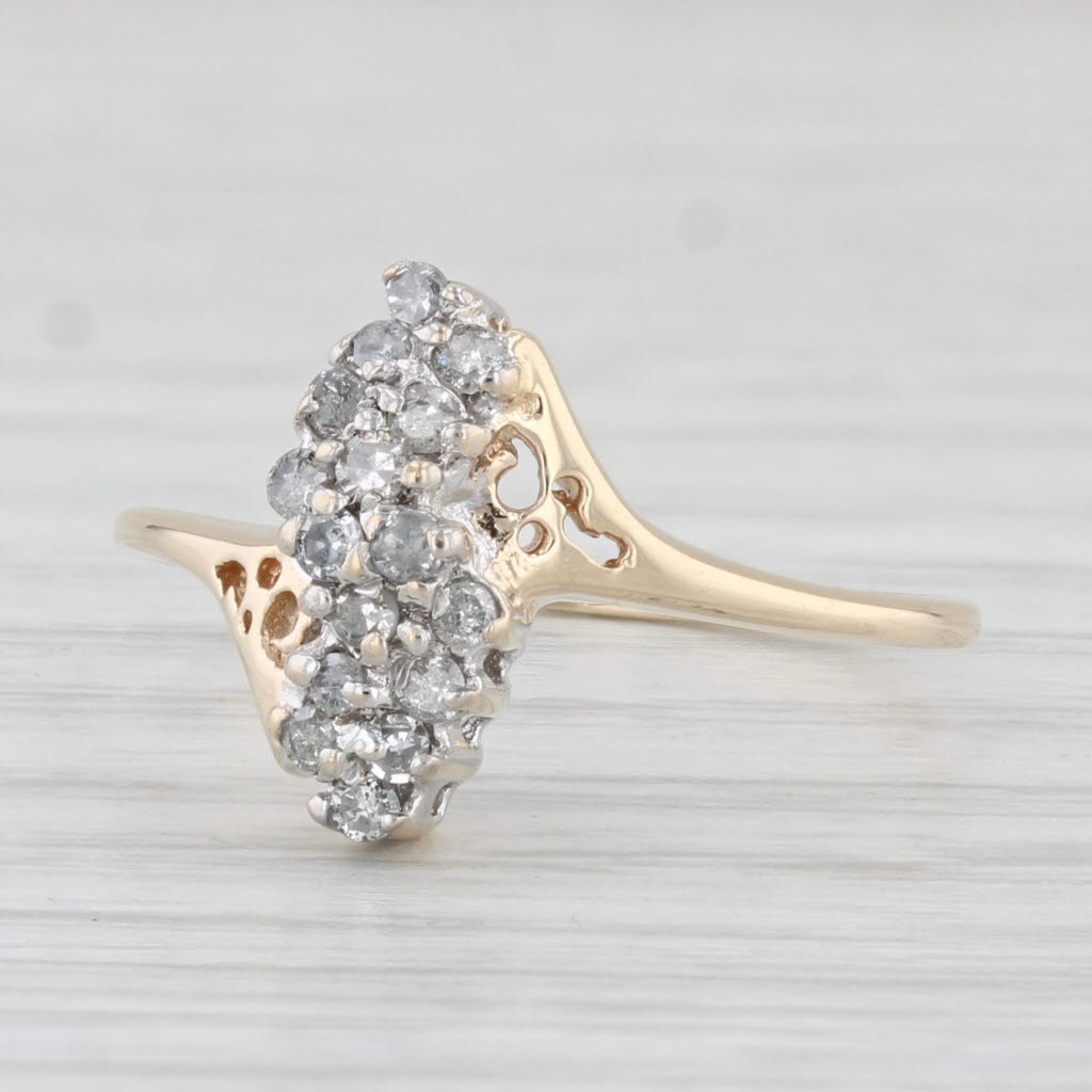 Light Gray 0.26ctw Diamond Cluster Ring 10k Yellow Gold Size 6.5 Bypass