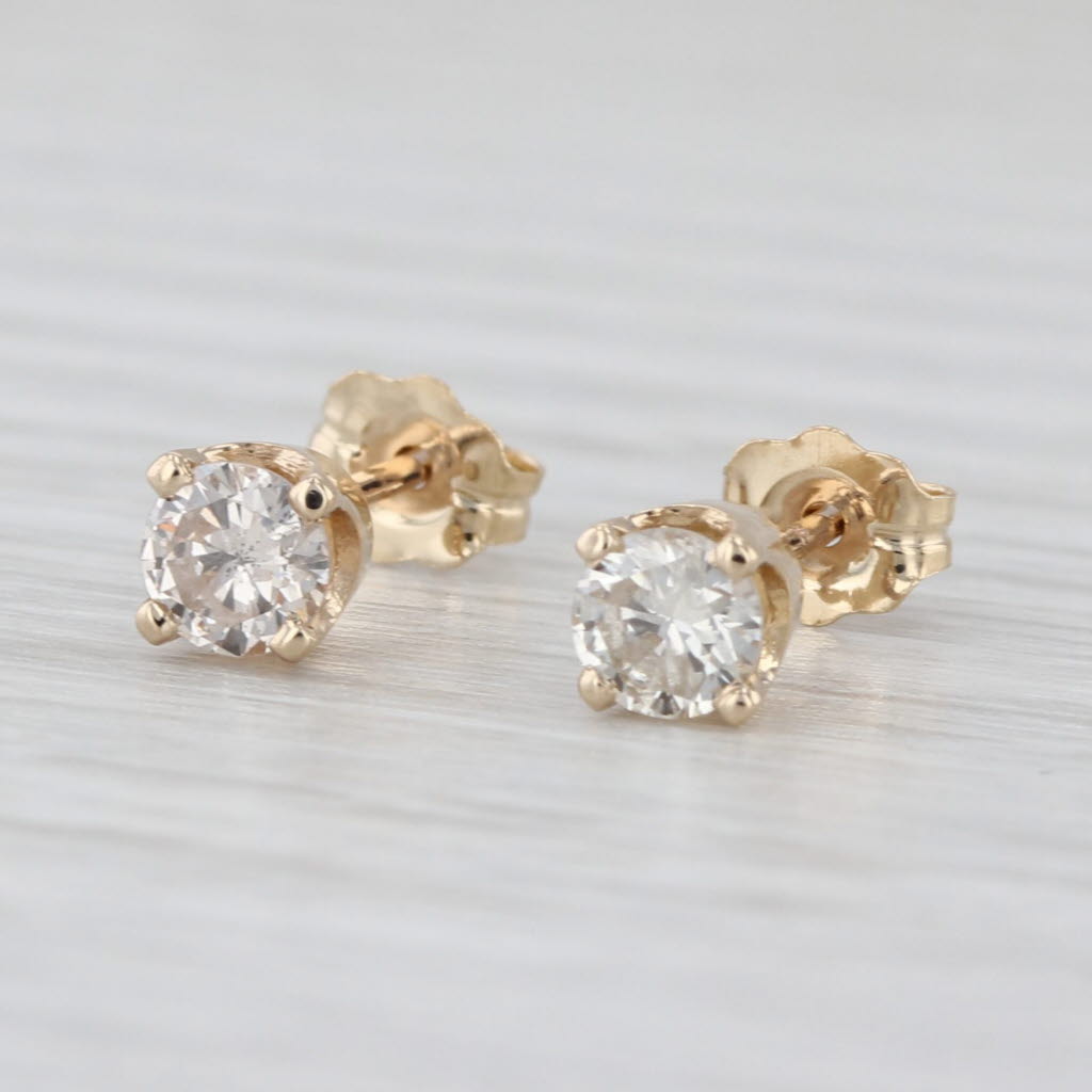 0.46ctw Diamond Stud Earrings 14k Yellow Gold Round Solitaire Studs