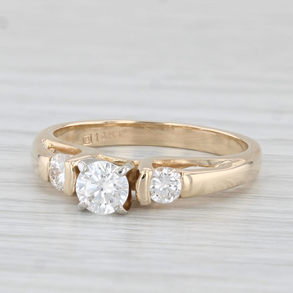 Light Gray 0.57ctw Round Diamond Engagement Ring 14k Yellow Gold Size 6
