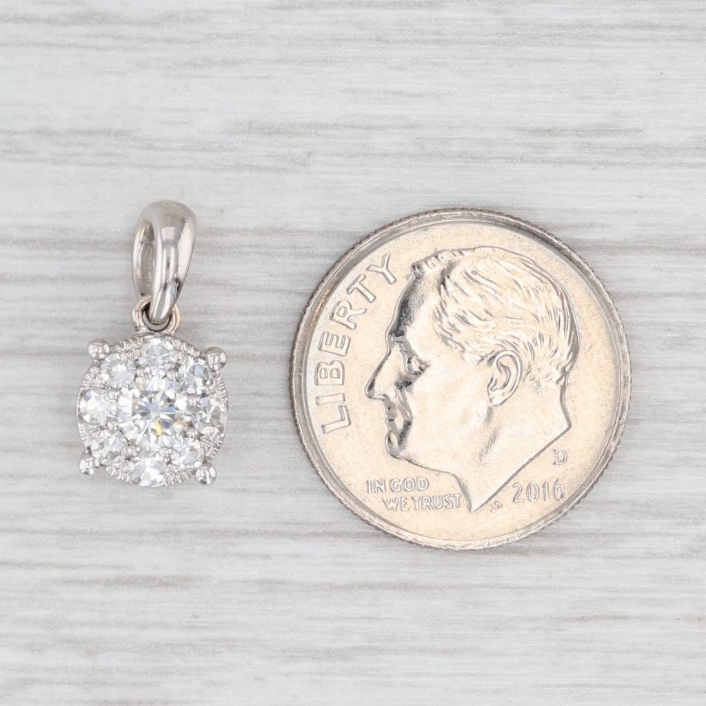 Light Gray 0.40ctw Round Brilliant Diamond Cluster Pendant 14k White Gold Small Drop