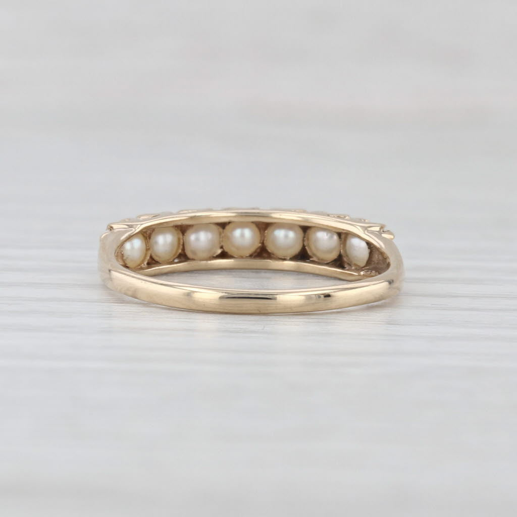 Vintage Cultured Pearl Ring 10k Yellow Gold Size 7 Stackable Wedding Band