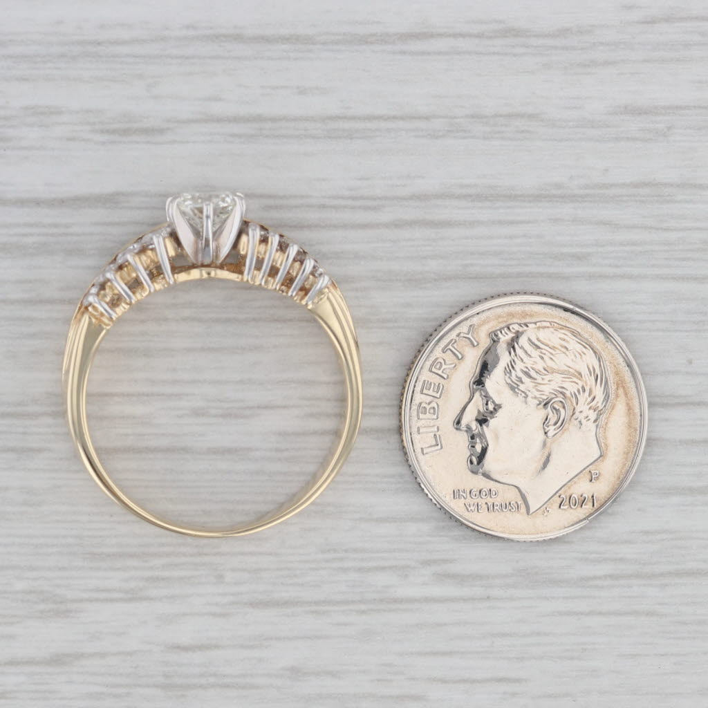 Gray 0.93ctw Round Diamond Engagement Ring 14k Yellow Gold Size 8