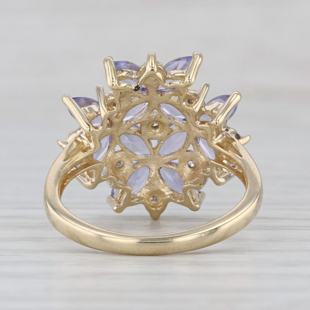 1.83ctw Tanzanite Diamond Cluster Ring 14k Yellow Gold Size 6