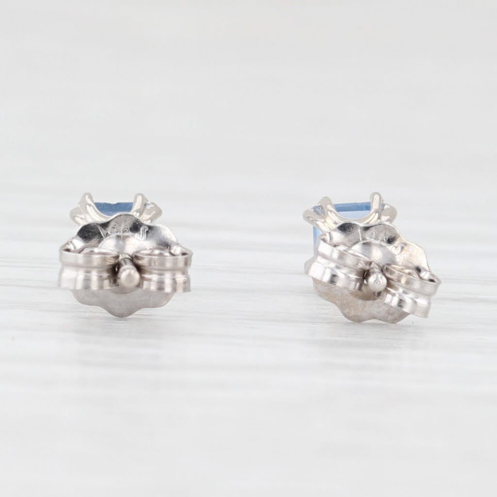 Lavender Square Lab Created Blue Sapphire Stud Earrings 14k White Gold