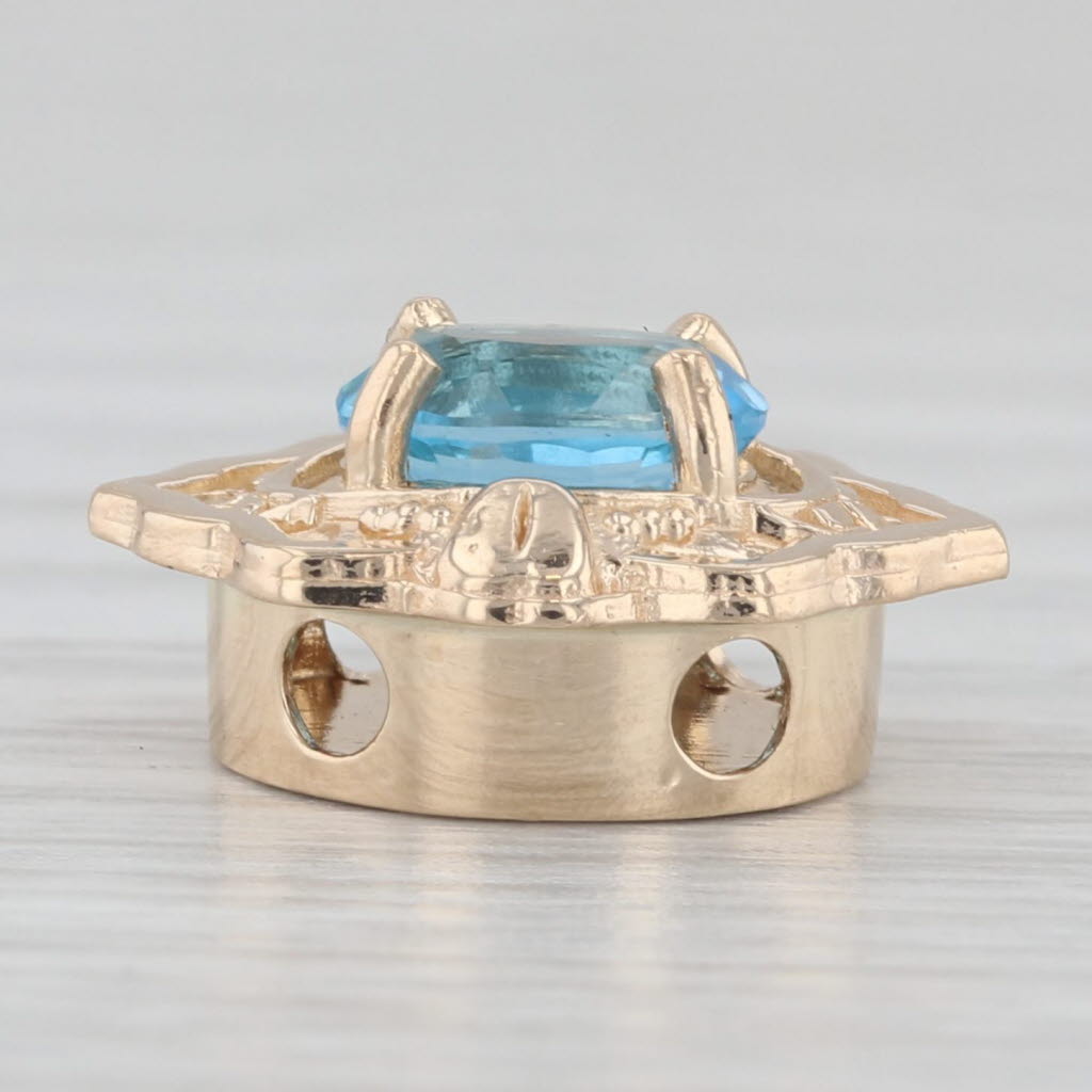 Light Gray 1ct Blue Topaz Slide Bracelet Charm 14k Yellow Gold Richard Glatter