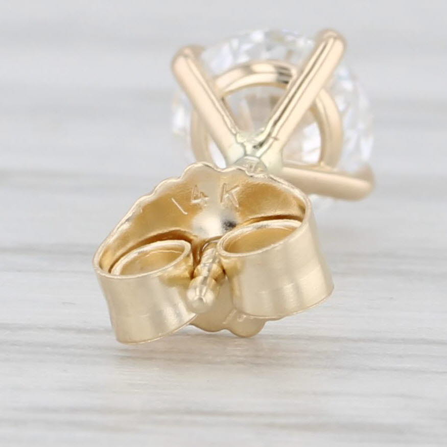 Light Gray New 1ctw Lab Created Diamond Stud Earrings 14k Yellow Gold Round Solitaires
