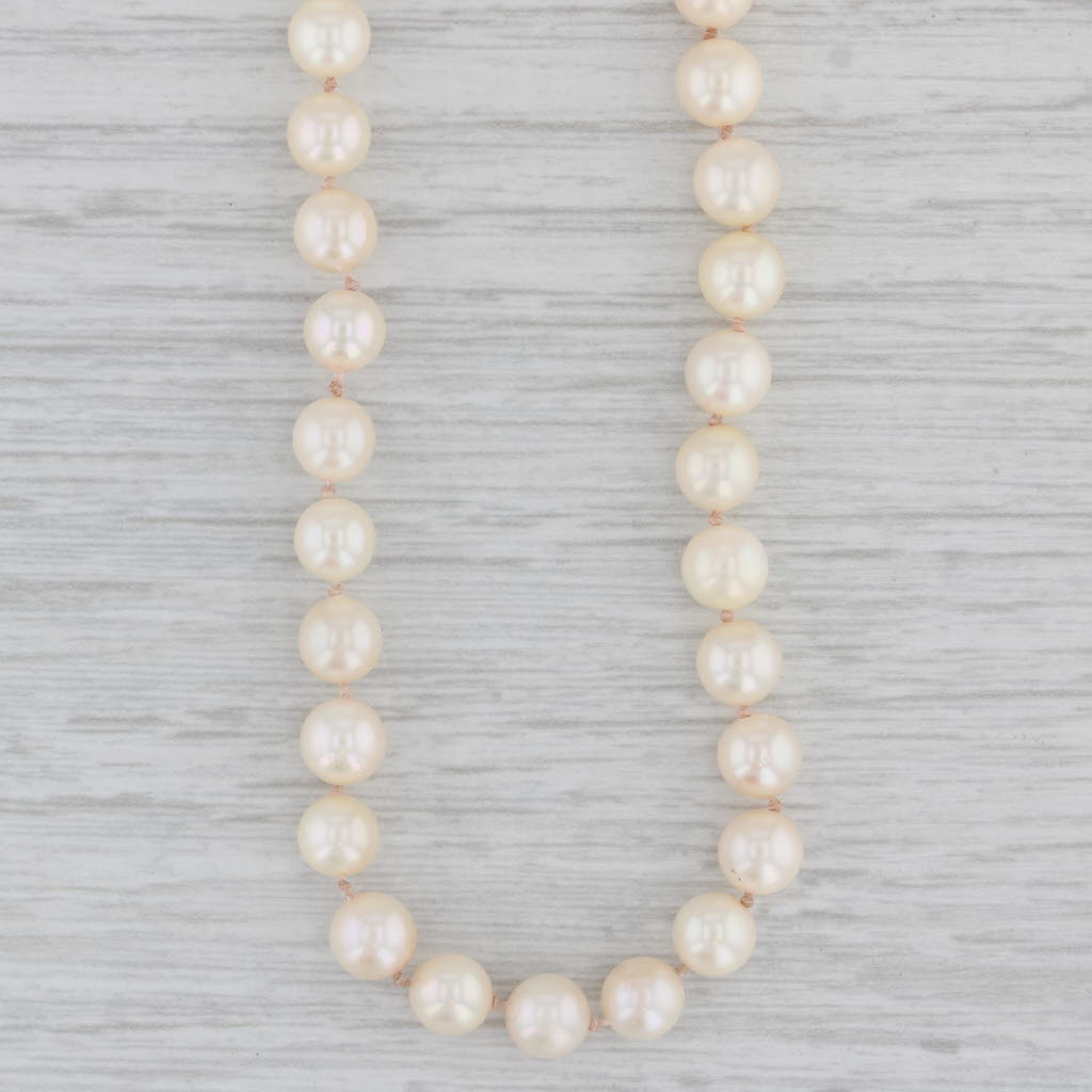 Gray White Cultured Pearl Bead Strand Necklace 14k Gold Clasp 17.5"