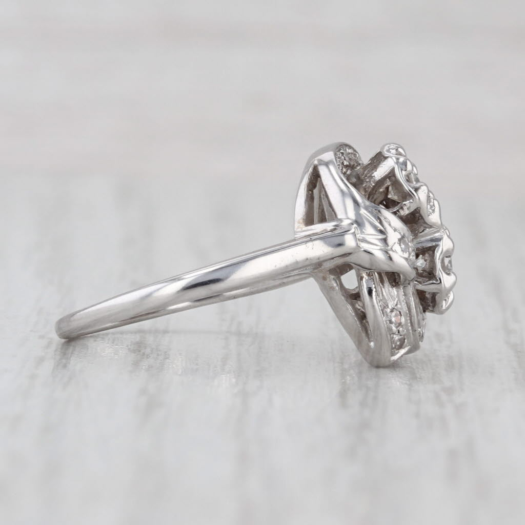 Vintage 0.62ctw Diamond Note Ring 14k White Gold Size 7