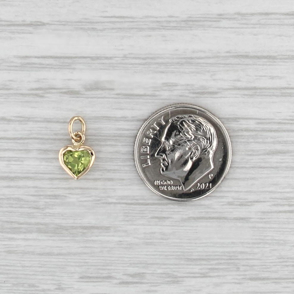 0.50ct Peridot Small Heart Charm 14k Yellow Gold August Birthstone Pendant