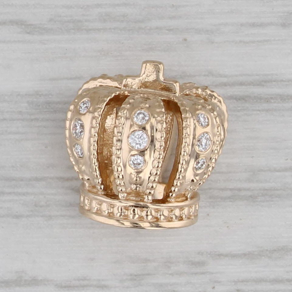 Gray Authentic Pandora Diamond Royal Crown Charm 750453D 14k Gold Retired Bead