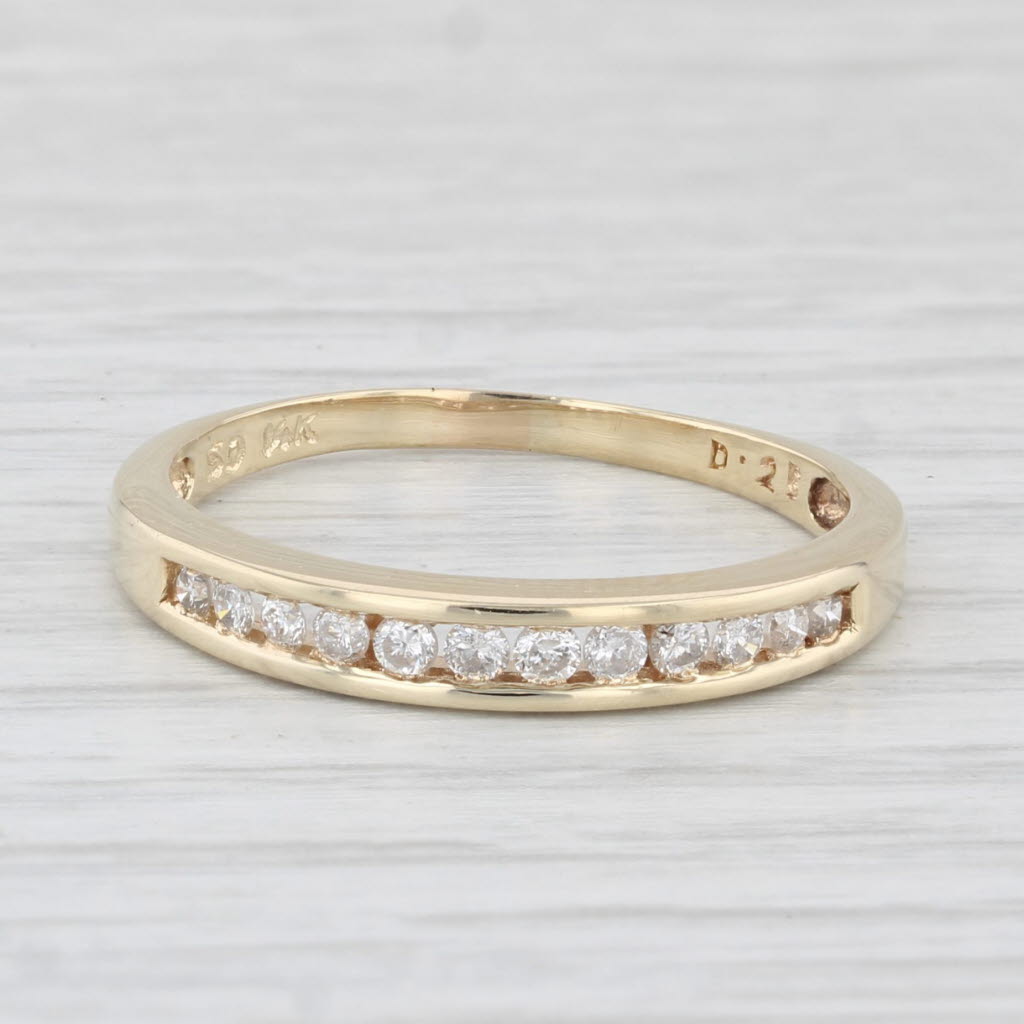 Light Gray 0.22ctw Diamond Wedding Band 14k Yellow Gold Size 8.5 Stackable Anniversary Ring