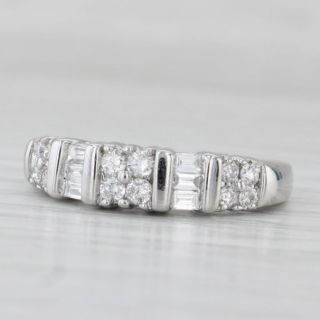Light Gray 0.59ctw Diamond Ring 14k White Gold Size 6.75 Wedding Anniversary Band