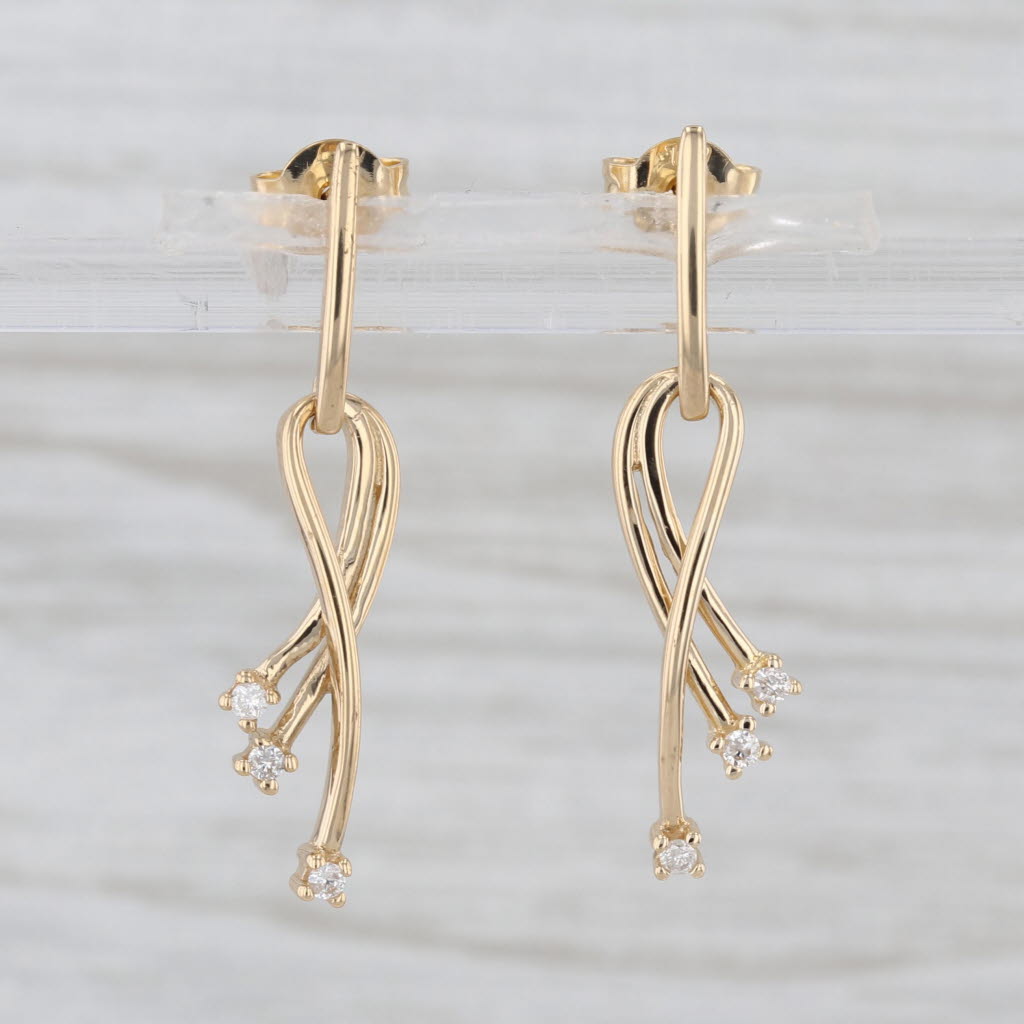 Diamond Shooting Star Dangle Earrings 18k Yellow Gold Drops