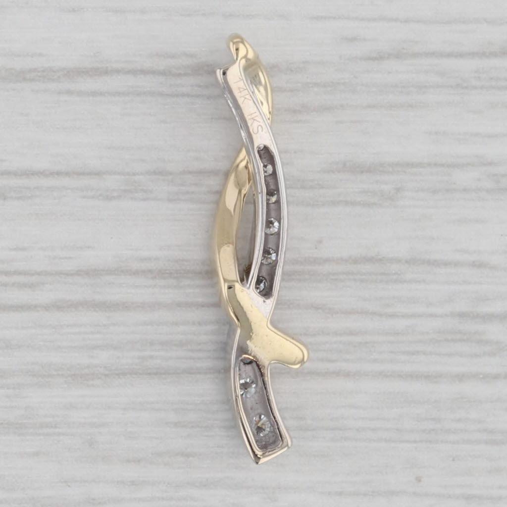 Gray 0.19ctw Diamond Journey Pendant 14k Yellow White Gold Floating Drop