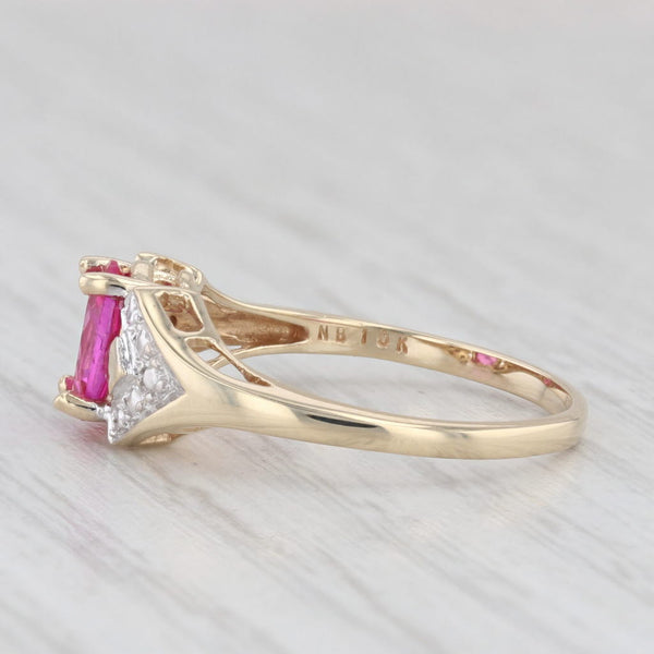 0.90ct Lab Created Pink Sapphire Ring 10k Yellow Gold Size 6