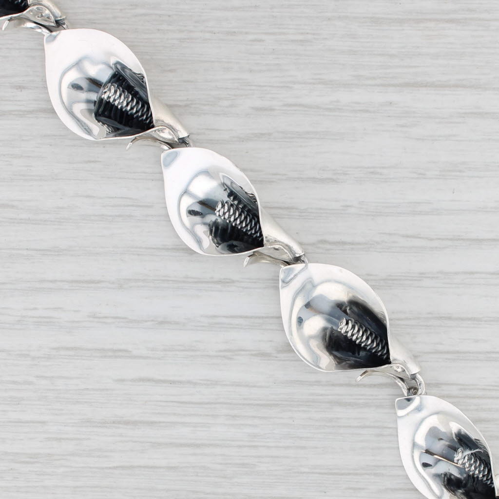 Light Gray Vintage Lily Link Bracelet Sterling Silver Niels Erik From Denmark 7.5"