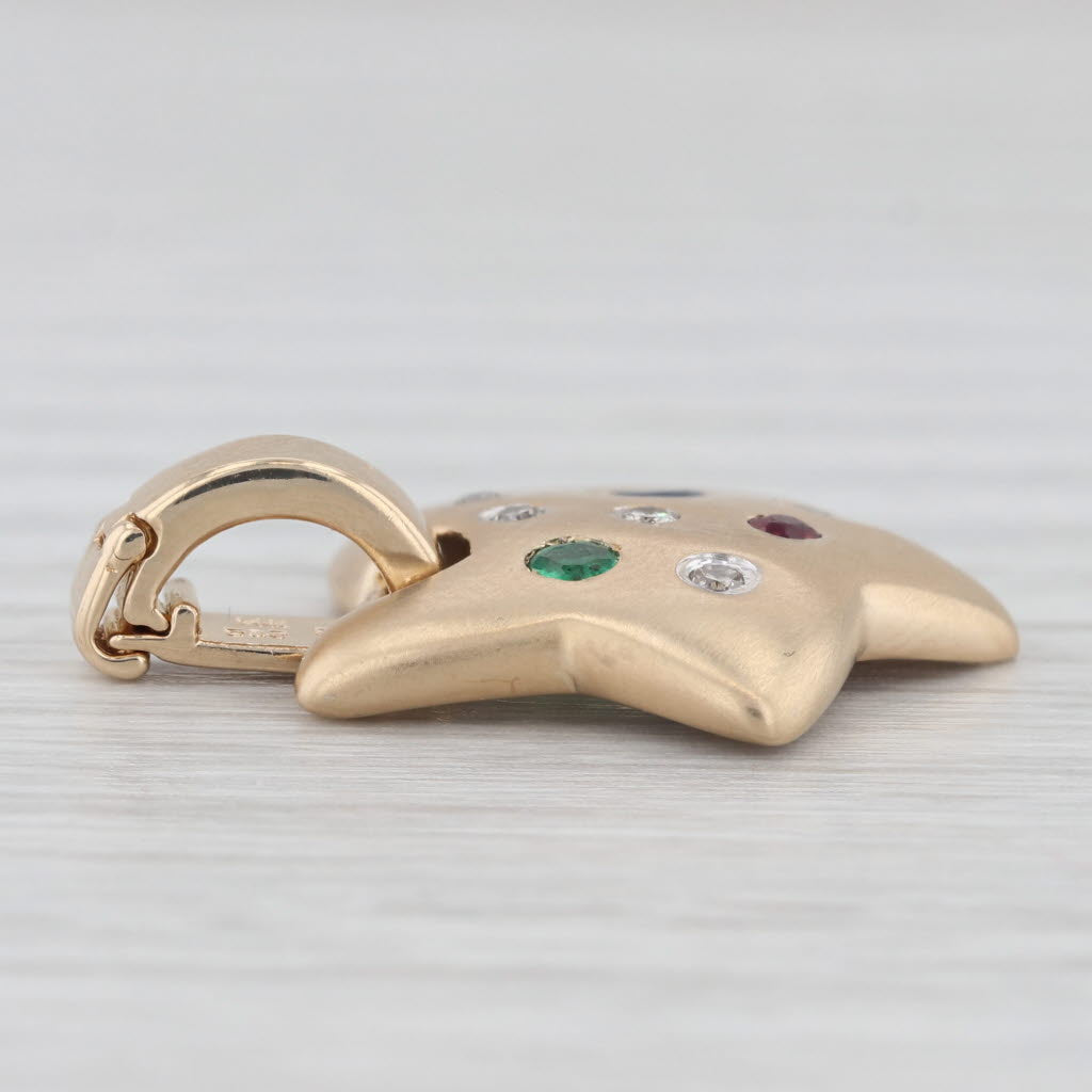 Light Gray 0.40ctw Gemstone Star Enhancer Pendant 14k Yellow Gold Clip Bail