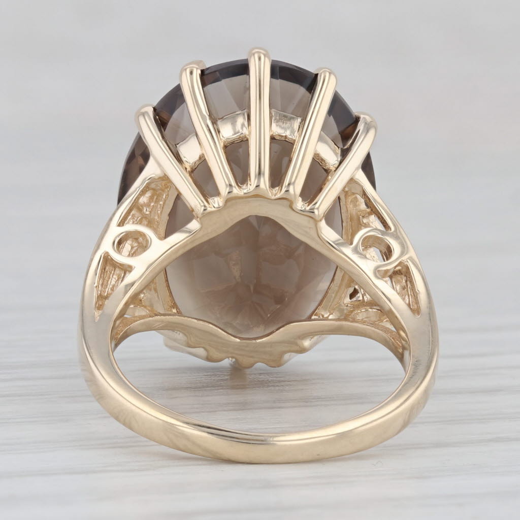 Gray 0.17ct Smoky Quartz Oval Solitaire Ring 10k Yellow Gold Size 5.5