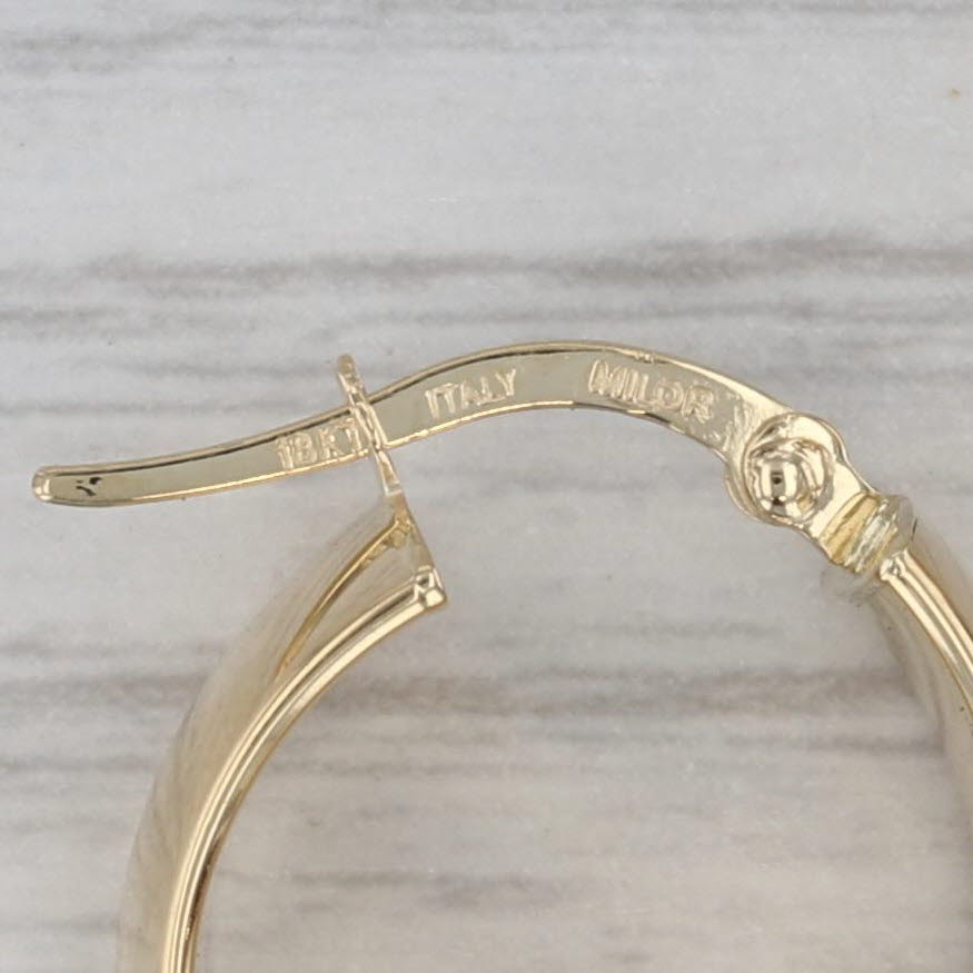 Gray Yellow Gold Hoop Earrings 18k Snap Top Oval Hoops