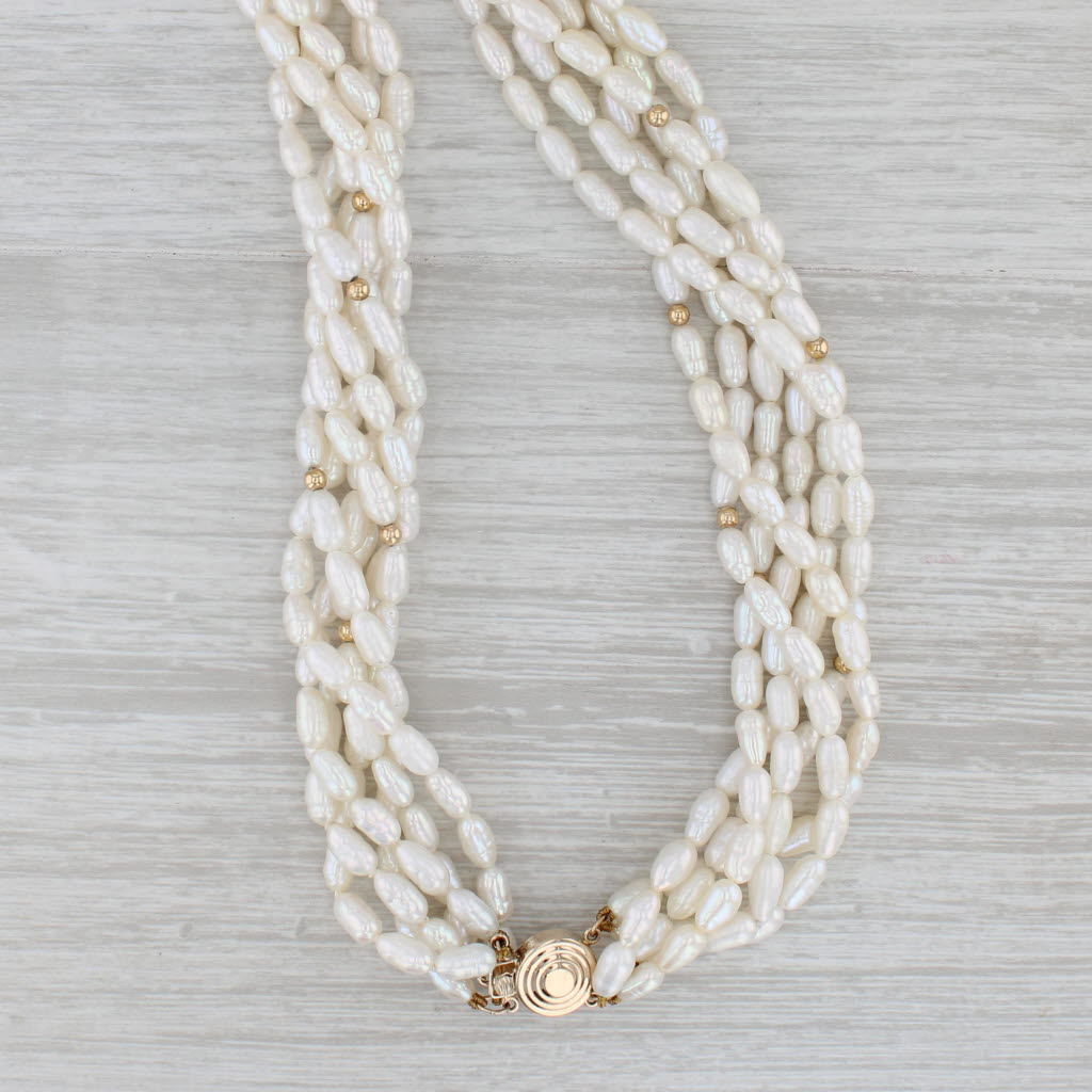 Gray Woven Cultured Pearl Multistrand Necklace 14k Gold 22.5" 15.4mm