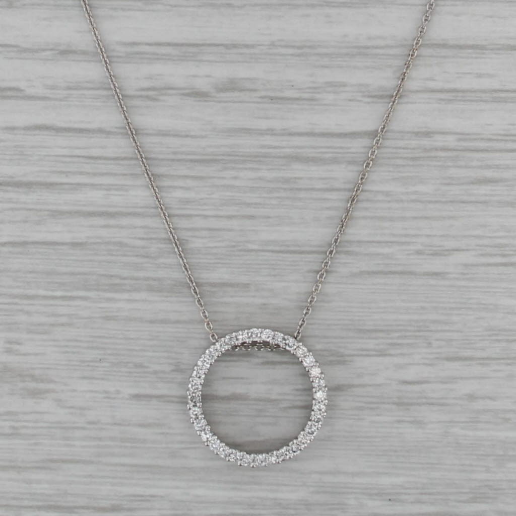0.47ctw Diamond Eternity Circle Pendant Necklace 14k Gold 16.25" Cable Chain