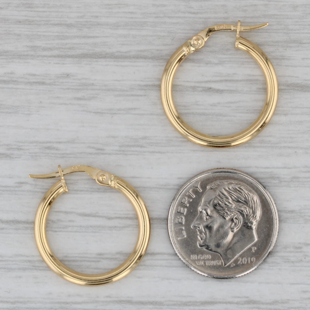 New Round Hoop Earrings 14k Yellow Gold Snap Top Hoops 2 x 18 mm
