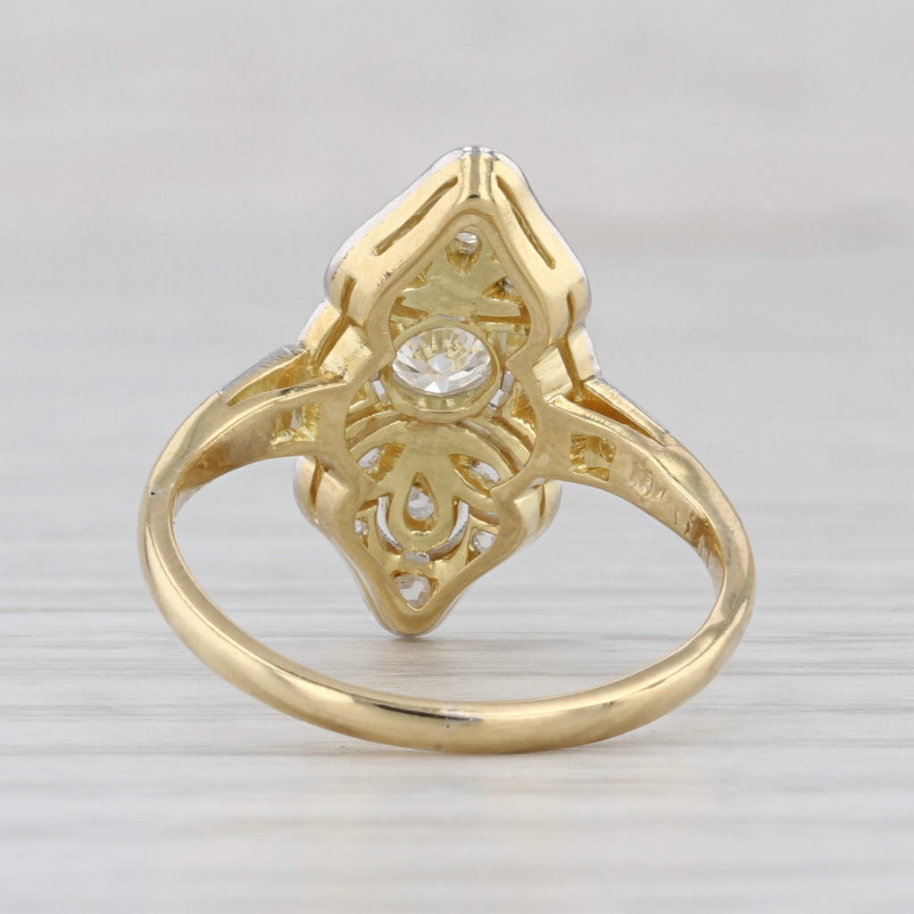 Vintage Art Deco 0.24ctw Diamond Ring 18k Yellow White Gold Size 5.25