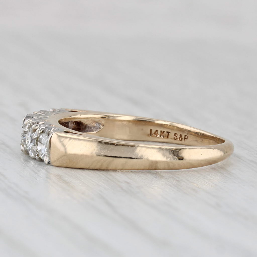 Light Gray 0.50ctw Diamond Wedding Ring 14k Yellow Gold Size 7.25 Stackable Anniversary