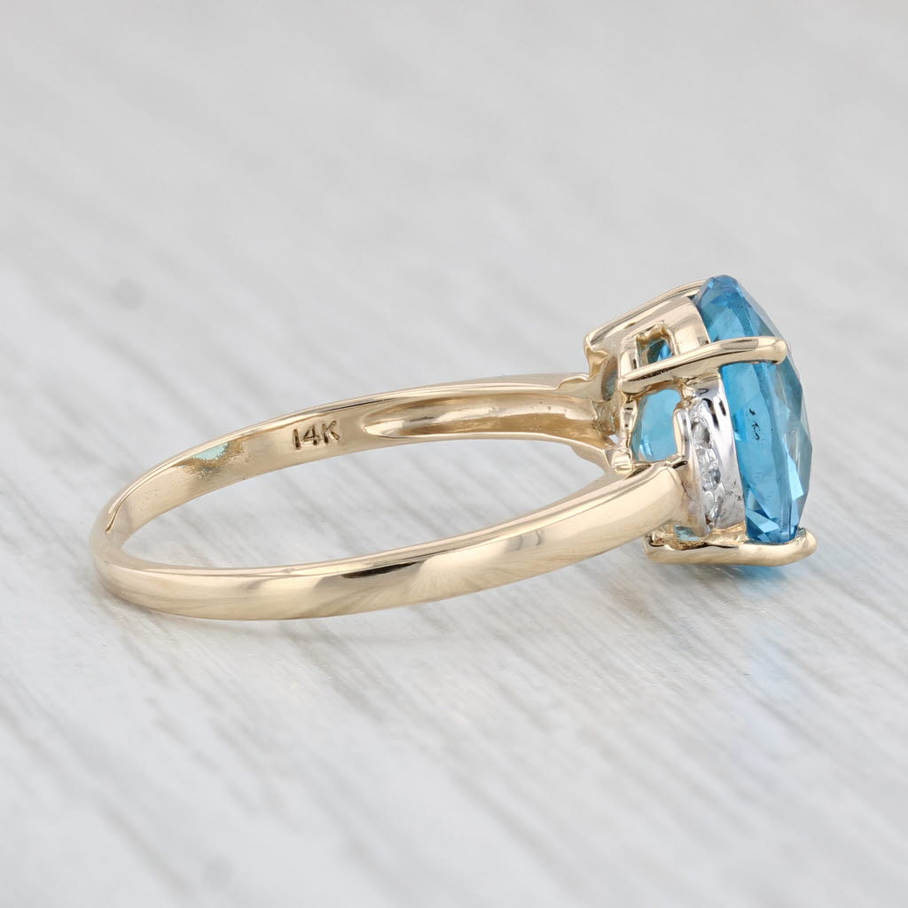 Light Gray 3.20ctw Round Blue Topaz Diamond Ring 14k Yellow Gold Size 8