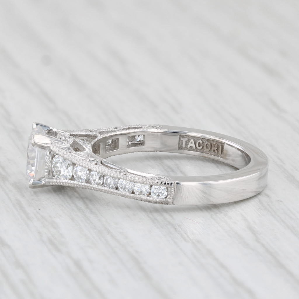 Light Gray New Tacori Diamond Semi Mount Engagement Ring 18k White Gold Certificate Sz 6.5