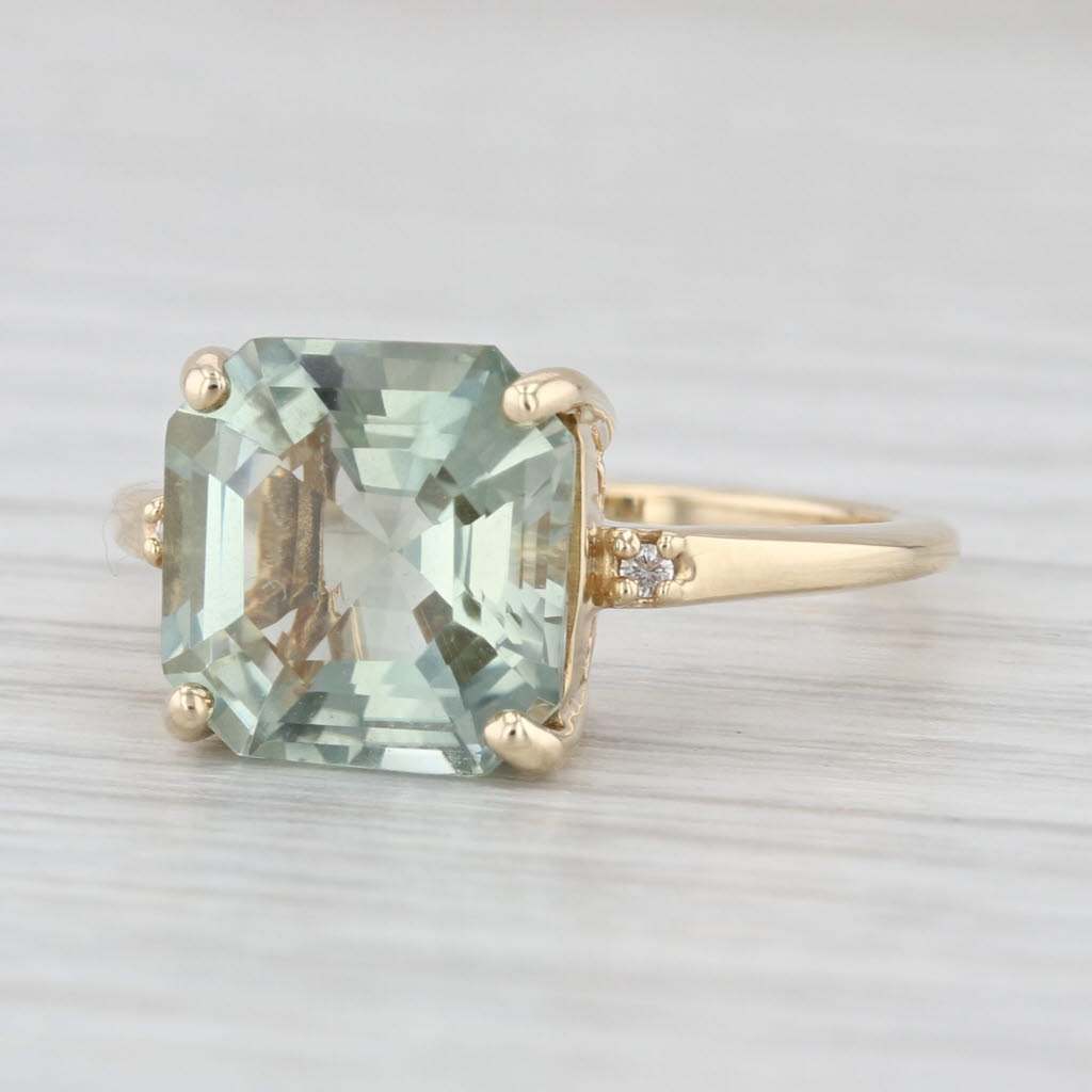 1.40ct Prasiolite Green Amethyst Solitaire Ring 10k Yellow Gold Size 6.25