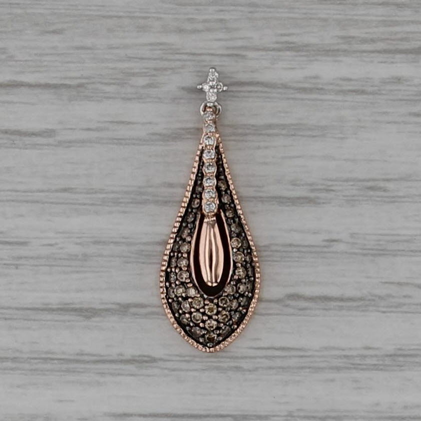 0.50ctw White Champagne Diamond Teardrop Pendant 14k Rose Gold