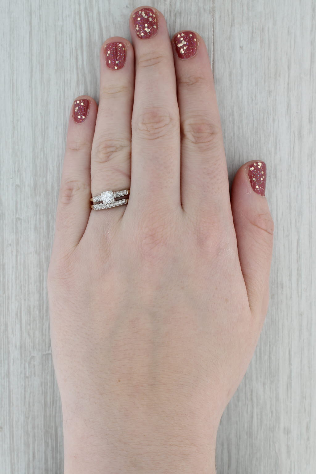 Dark Gray 0.23ctw Diamond Engagement Ring Wedding Band Bridal Set 14k Yellow Gold Size 8